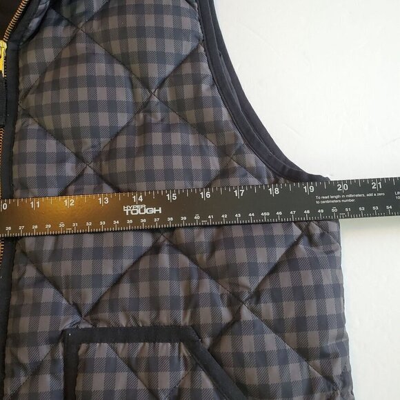 J. Crew Quilted Puffer Vest Women M Gray Brown Gingham Check Down‎ Fill Full zip - Picture 4 of 11